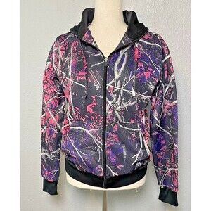 Muddy Girl Camo zippered hooded jacket sz S camping party western hunting fall